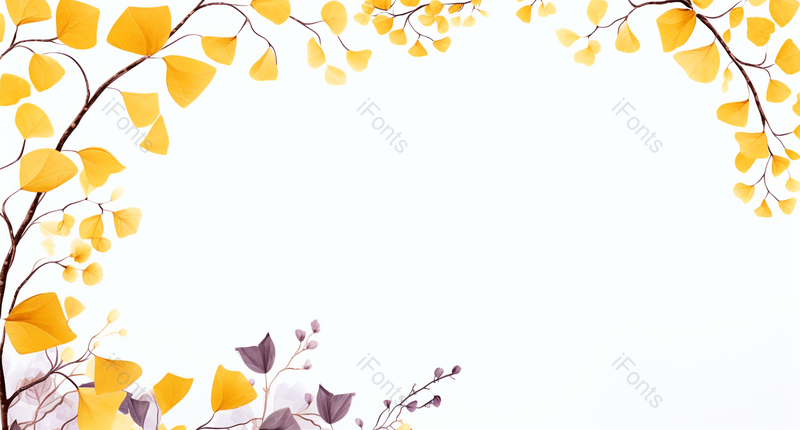 花朝节水彩横幅展板银杏叶,插画/手绘图,插画/手绘图库,插画/手绘图下载,插画/手绘